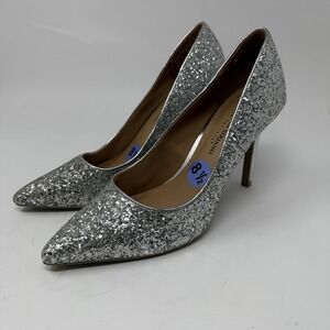 Christian Siriano for Payless Shoes‎ Womens Size 8.5 Silver Glitter Pumps Heel